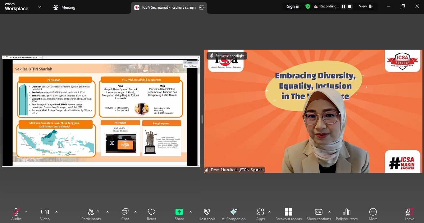 ICSA Bahas Pentingnya DEI dalam Dunia Kerja melalui Webinar ESG