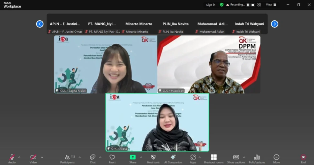 Webinar ICSA Bahas Pendalaman POJK No. 14 Tahun 2019: Perubahan Kebijakan HMETD untuk Perusahaan Terbuka