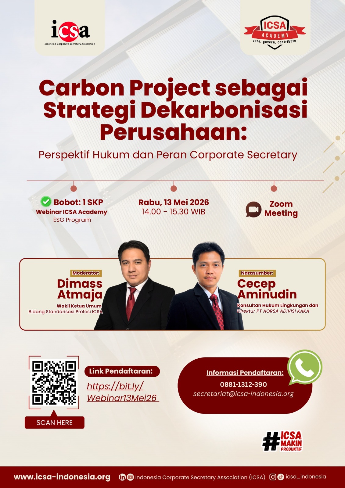 Webinar "Carbon Project sebagai Strategi Dekarbonisasi Perusahaan: Perspektif Hukum dan Peran Corporate Secretary"