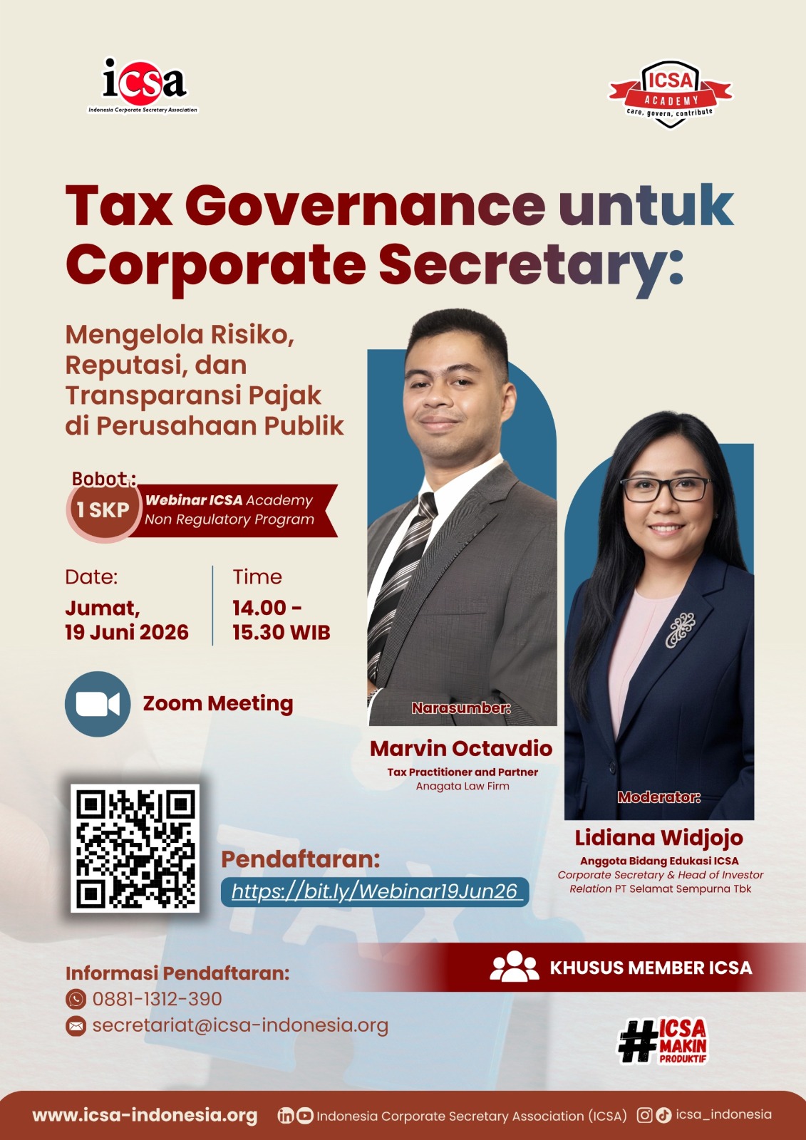 Webinar "Tax Governance untuk Corporate Secretary: Mengelola Risiko, Reputasi, dan Transparansi Pajak di Perusahaan Publik"